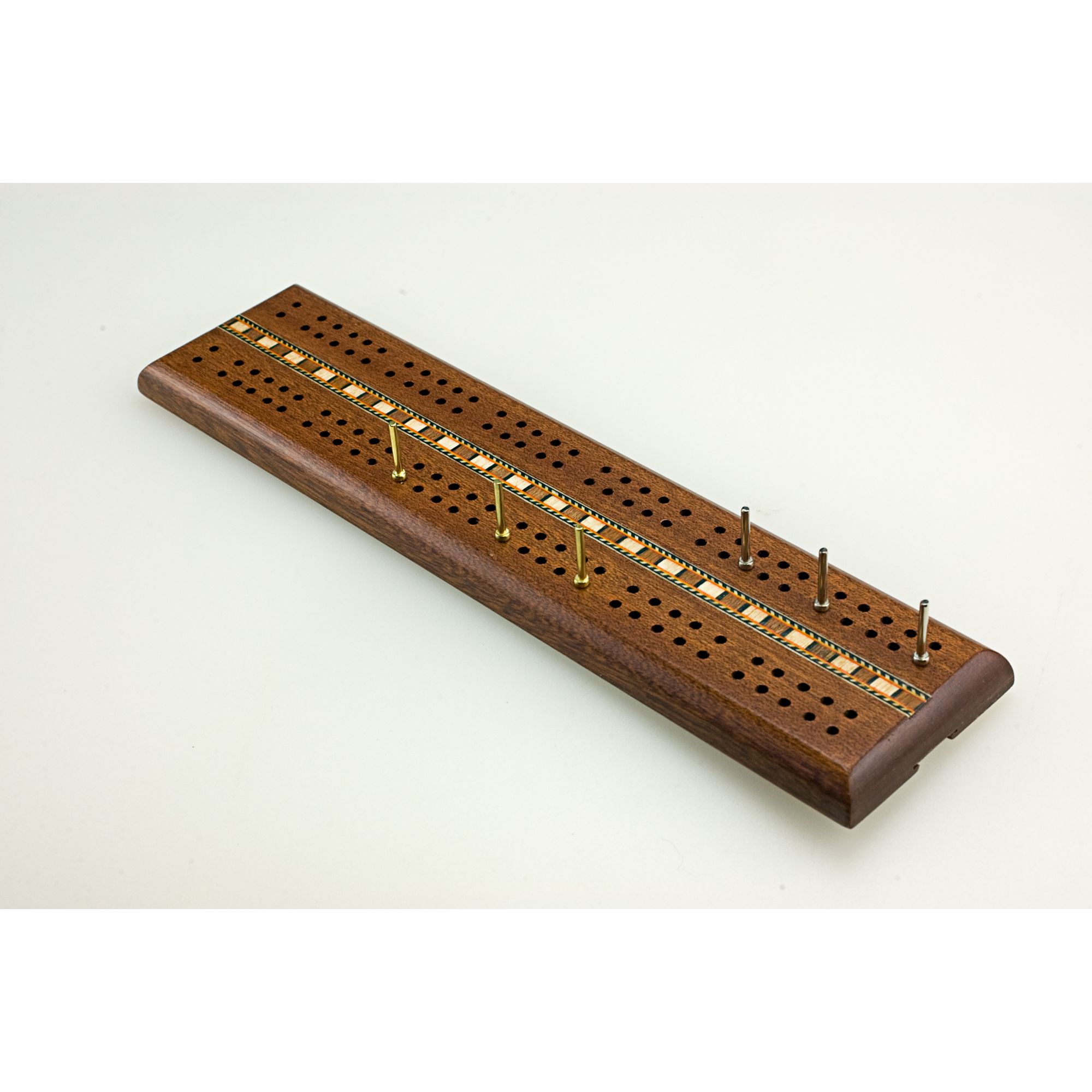 Wooden Double Track Cribbage with Inlay Sunnywood