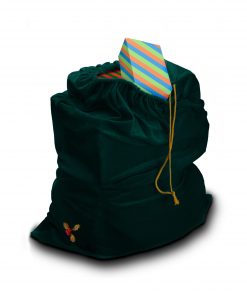 Sunnywood Santa Christmas Gift Bag 36″ x 27″ Large Stretchy Velour Sack with Golden Drawstring and Holly Design, Green