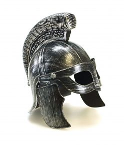 Sunnywood Roman Greek Warrior Helmet Costume Headwear for Adults, Knight Soldier Helmet with Folding Face Plates for Battle Play Halloween Cosplay Accessory, Silver Grey, One Size